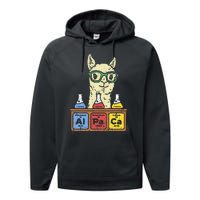 Cool Science Alpaca With Glasses In Front Of Periodic Table Performance Fleece Hoodie