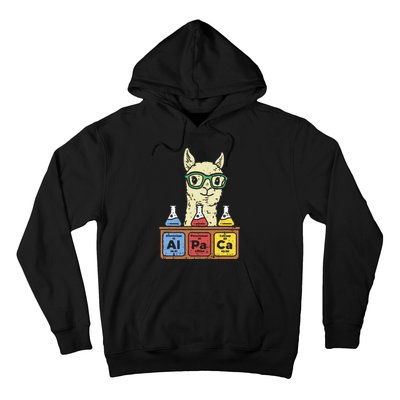 Cool Science Alpaca With Glasses In Front Of Periodic Table Hoodie