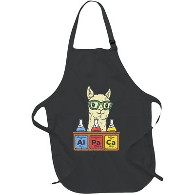 Cool Science Alpaca With Glasses In Front Of Periodic Table Full-Length Apron With Pockets