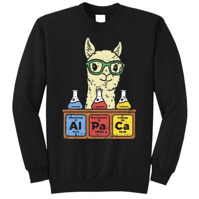 Cool Science Alpaca With Glasses In Front Of Periodic Table Sweatshirt