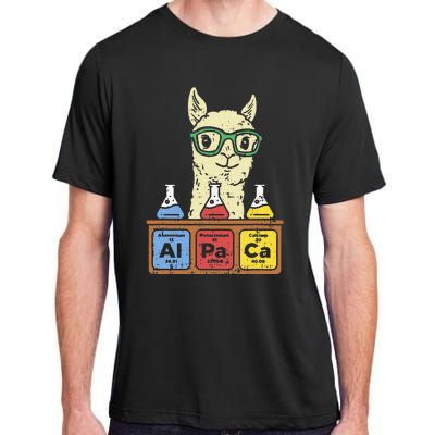 Cool Science Alpaca With Glasses In Front Of Periodic Table Adult ChromaSoft Performance T-Shirt