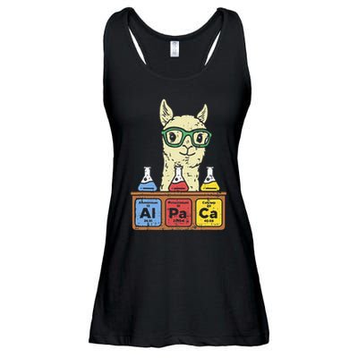 Cool Science Alpaca With Glasses In Front Of Periodic Table Ladies Essential Flowy Tank