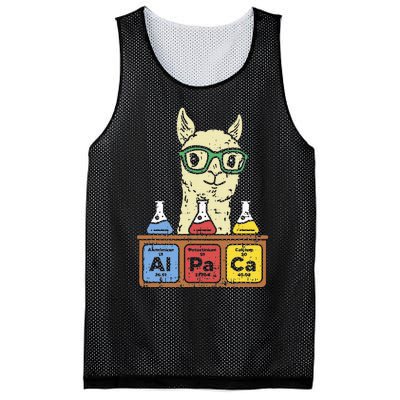 Cool Science Alpaca With Glasses In Front Of Periodic Table Mesh Reversible Basketball Jersey Tank