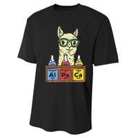 Cool Science Alpaca With Glasses In Front Of Periodic Table Performance Sprint T-Shirt