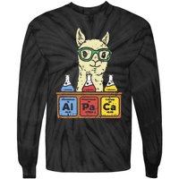 Cool Science Alpaca With Glasses In Front Of Periodic Table Tie-Dye Long Sleeve Shirt