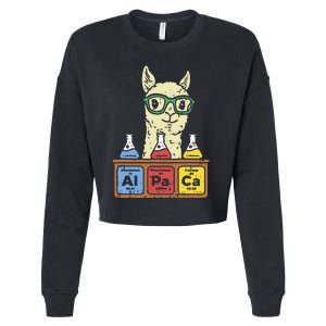 Cool Science Alpaca With Glasses In Front Of Periodic Table Cropped Pullover Crew