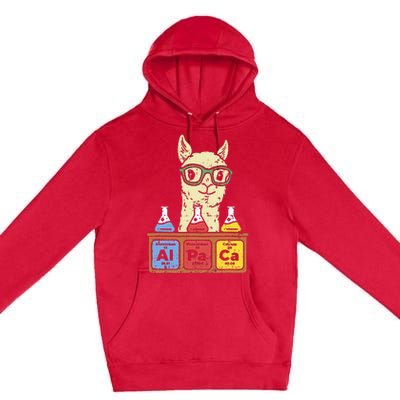 Cool Science Alpaca With Glasses In Front Of Periodic Table Premium Pullover Hoodie