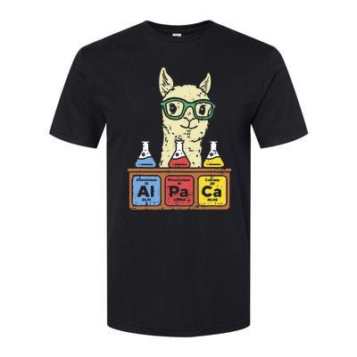 Cool Science Alpaca With Glasses In Front Of Periodic Table Softstyle CVC T-Shirt