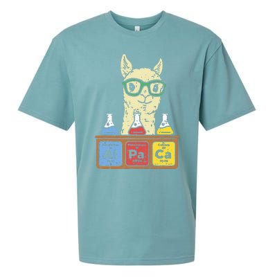 Cool Science Alpaca With Glasses In Front Of Periodic Table Sueded Cloud Jersey T-Shirt