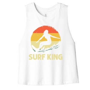 Cool Surfing Art Dad Surf Ocean Beach Lover Surfer Meaningful Gift Women's Racerback Cropped Tank