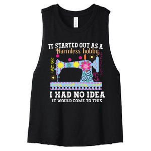 Cool Sewing Art For Women Girl Quilting Pattern Knitting Women's Racerback Cropped Tank