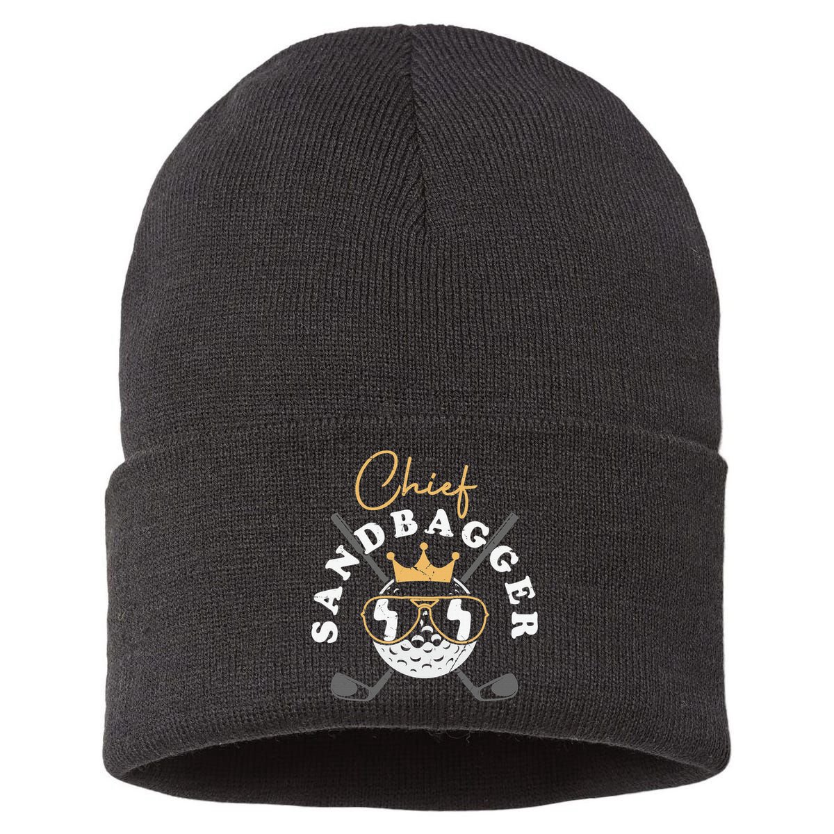 Chief Sandbagger Artwork For A Golf Club Sustainable Knit Beanie