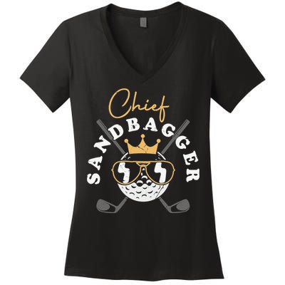 Chief Sandbagger Artwork For A Golf Club Women's V-Neck T-Shirt