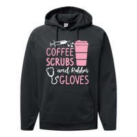 Coffee Scrubs And Rubber Gloves Medical Nurse Doctor Performance Fleece Hoodie