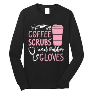 Coffee Scrubs And Rubber Gloves Medical Nurse Doctor Long Sleeve Shirt