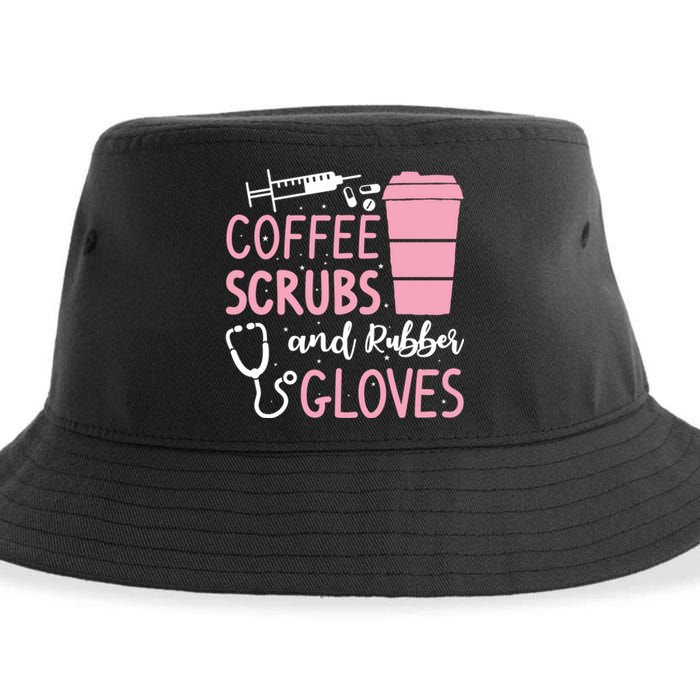 Coffee Scrubs And Rubber Gloves Medical Nurse Doctor Sustainable Bucket Hat