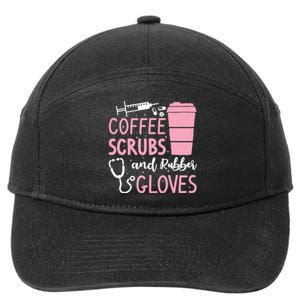 Coffee Scrubs And Rubber Gloves Medical Nurse Doctor 7-Panel Snapback Hat