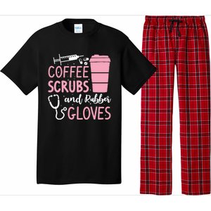 Coffee Scrubs And Rubber Gloves Medical Nurse Doctor Pajama Set