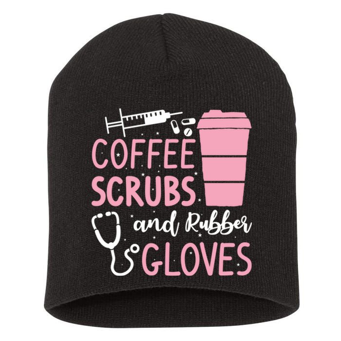 Coffee Scrubs And Rubber Gloves Medical Nurse Doctor Short Acrylic Beanie