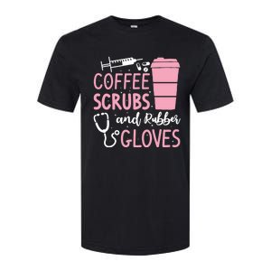 Coffee Scrubs And Rubber Gloves Medical Nurse Doctor Softstyle CVC T-Shirt