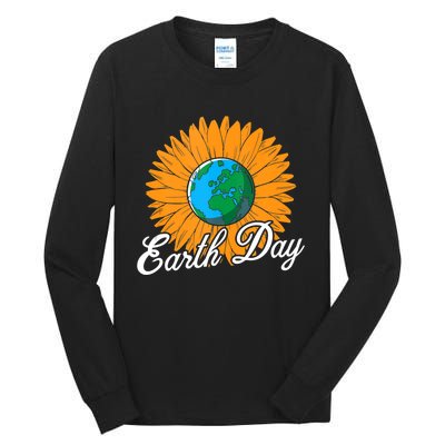 Cute Sunflower Art Cool Flower Lovers Earth Day Tall Long Sleeve T-Shirt