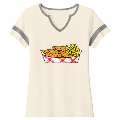 Chicken Strips and Fries Ladies Halftime Notch Neck Tee