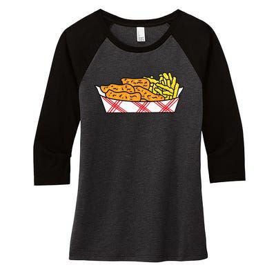 Chicken Strips and Fries Women's Tri-Blend 3/4-Sleeve Raglan Shirt