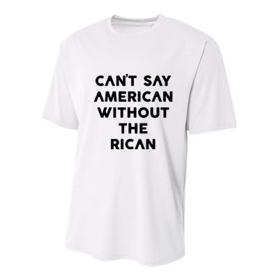 CanT Say American Without The Rican Youth Performance Sprint T-Shirt