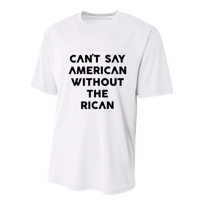CanT Say American Without The Rican Youth Performance Sprint T-Shirt