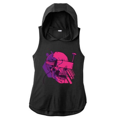 Cyberpunk Skull - A Skull With FPV Goggles Ladies PosiCharge Tri-Blend Wicking Draft Hoodie Tank