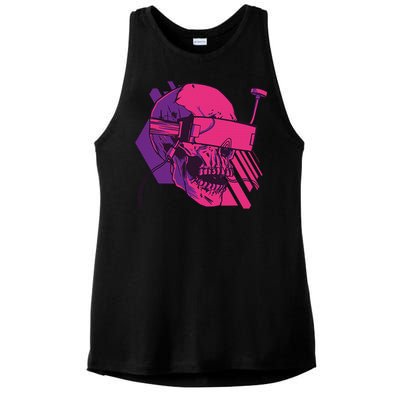 Cyberpunk Skull - A Skull With FPV Goggles Ladies PosiCharge Tri-Blend Wicking Tank