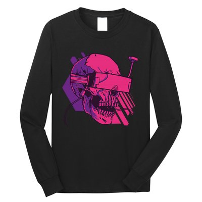 Cyberpunk Skull - A Skull With FPV Goggles Long Sleeve Shirt