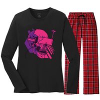 Cyberpunk Skull - A Skull With FPV Goggles Women's Long Sleeve Flannel Pajama Set 