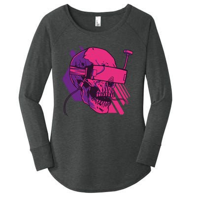 Cyberpunk Skull - A Skull With FPV Goggles Women's Perfect Tri Tunic Long Sleeve Shirt