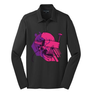 Cyberpunk Skull - A Skull With FPV Goggles Silk Touch Performance Long Sleeve Polo