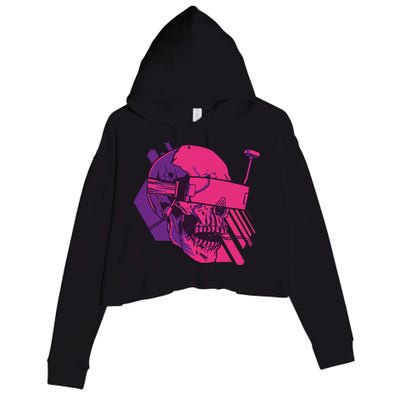 Cyberpunk Skull - A Skull With FPV Goggles Crop Fleece Hoodie