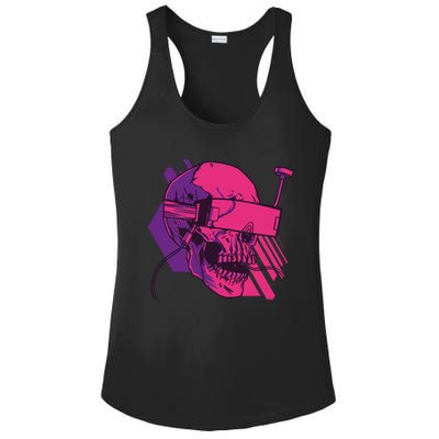 Cyberpunk Skull - A Skull With FPV Goggles Ladies PosiCharge Competitor Racerback Tank