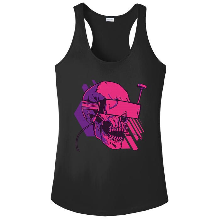 Cyberpunk Skull - A Skull With FPV Goggles Ladies PosiCharge Competitor Racerback Tank