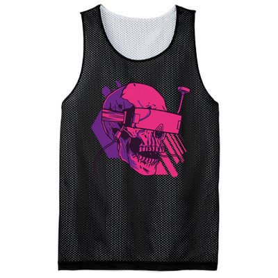 Cyberpunk Skull - A Skull With FPV Goggles Mesh Reversible Basketball Jersey Tank