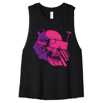 Cyberpunk Skull - A Skull With FPV Goggles Women's Racerback Cropped Tank