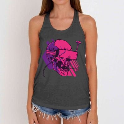 Cyberpunk Skull - A Skull With FPV Goggles Women's Knotted Racerback Tank