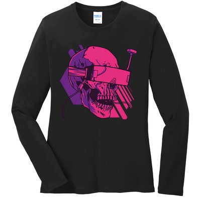 Cyberpunk Skull - A Skull With FPV Goggles Ladies Long Sleeve Shirt