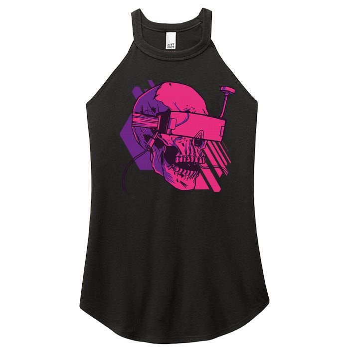 Cyberpunk Skull - A Skull With FPV Goggles Women's Perfect Tri Rocker Tank