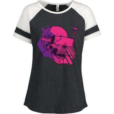 Cyberpunk Skull - A Skull With FPV Goggles Enza Ladies Jersey Colorblock Tee