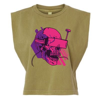 Cyberpunk Skull - A Skull With FPV Goggles Garment-Dyed Women's Muscle Tee