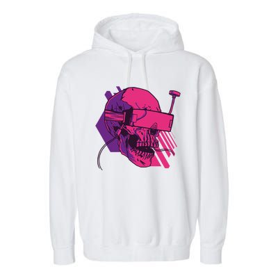 Cyberpunk Skull - A Skull With FPV Goggles Garment-Dyed Fleece Hoodie