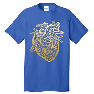 Cardiac Stethoscope Anatomical Heart Cardiac Nurse Gift Tall T-Shirt