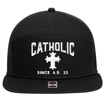 Catholic Since AD 33 God Jesus Christian 7 Panel Mesh Trucker Snapback Hat
