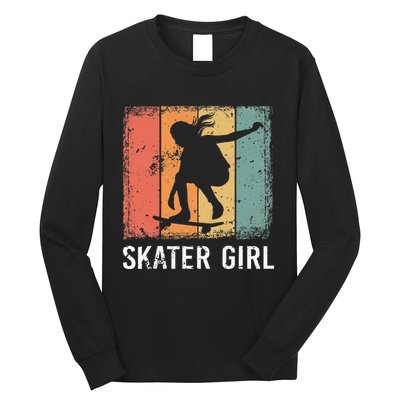 Cool Skater Art Women Skateboarding Skateboard Skating Long Sleeve Shirt