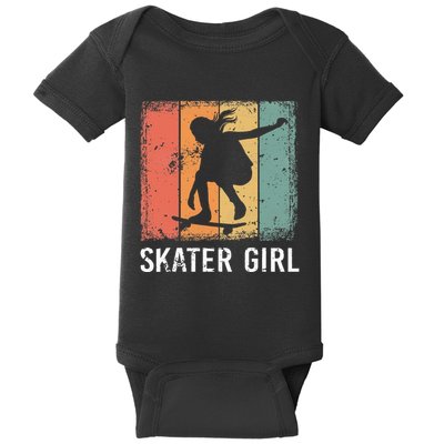 Cool Skater Art Women Skateboarding Skateboard Skating Baby Bodysuit